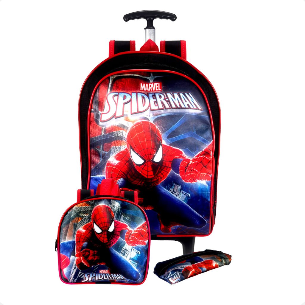 Mochila Rodinha homem aranha Infantil Menino Kit 3 Pçs