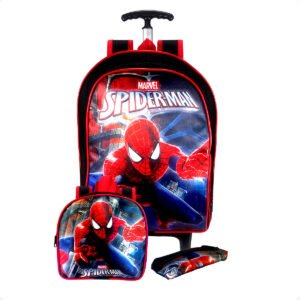Mochila  Rodinha homem aranha  Infantil Menino Kit 3 Pçs