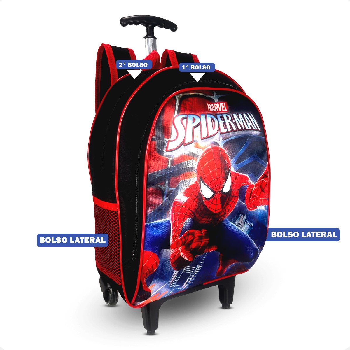Mochila Rodinha homem aranha Infantil Menino Kit 3 Pçs - Imagem 8