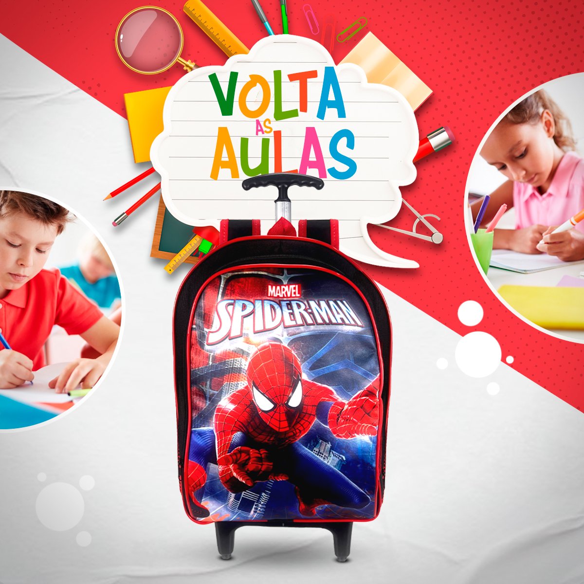 Mochila Rodinha homem aranha Infantil Menino Kit 3 Pçs - Imagem 4