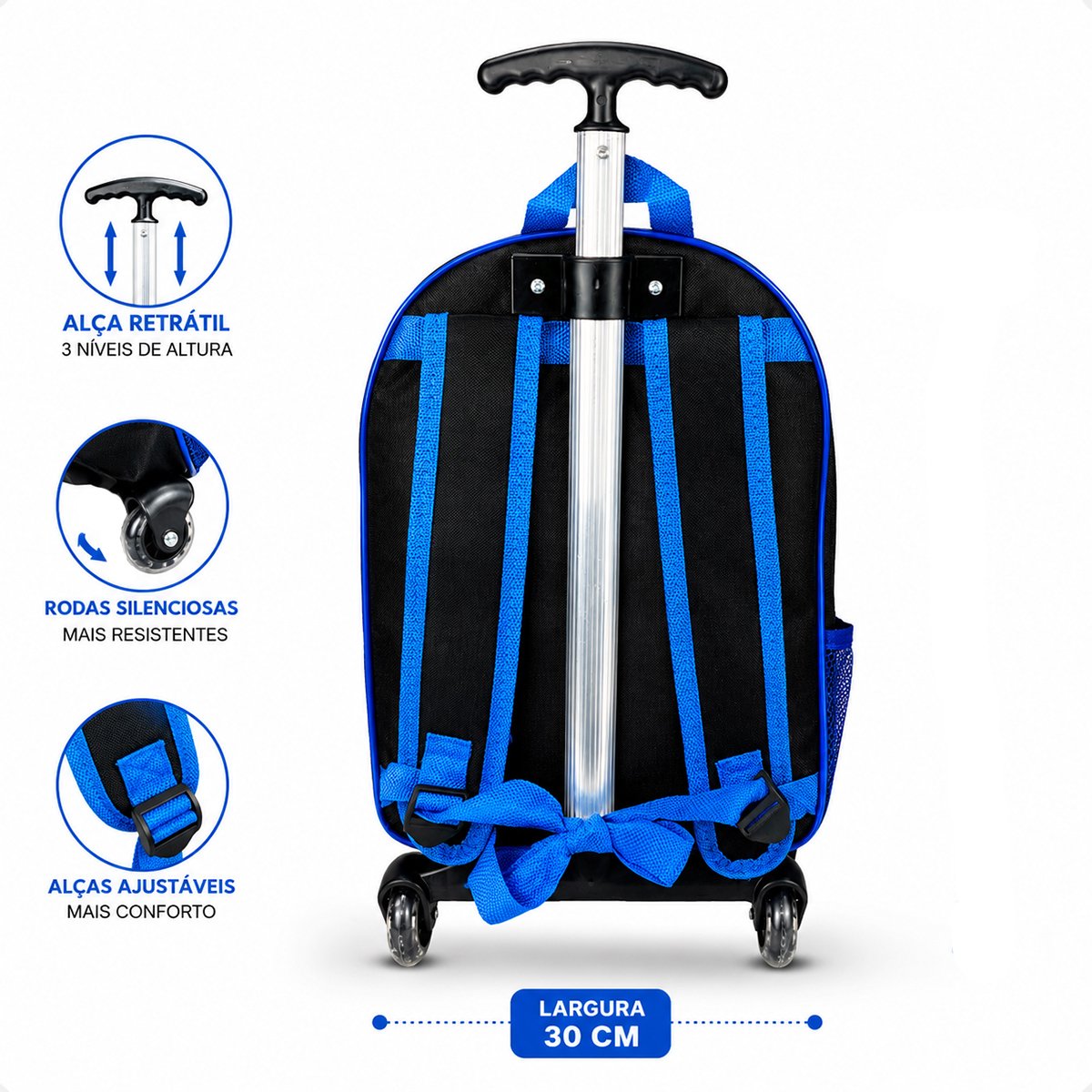 Mochila Sonic Rodinha Infantil Menino Kit 3 Pçs Voltas Aulas - Imagem 6