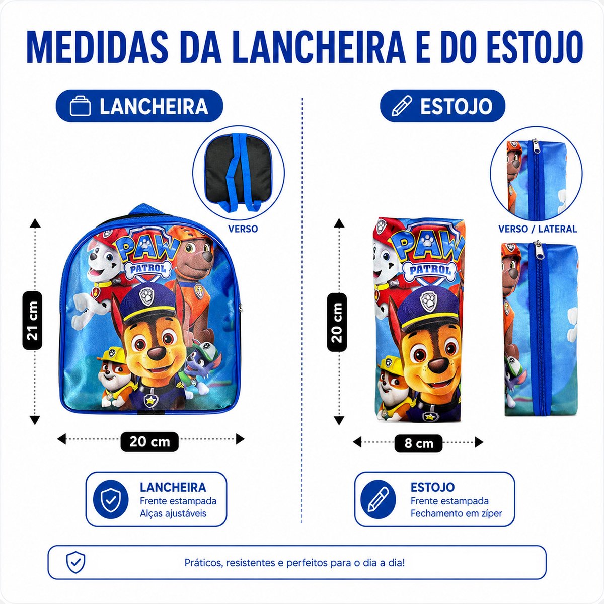 Kit Mochila De Rodinha Patrulha Canina Infantil Menino 3 Peças - Imagem 5