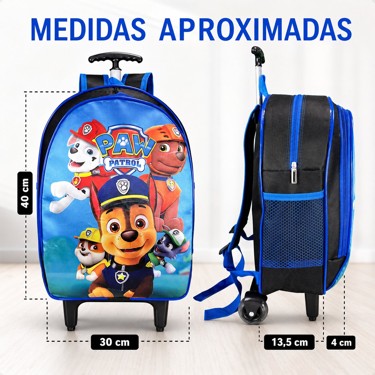 Kit Mochila De Rodinha Patrulha Canina Infantil Menino 3 Peças - Imagem 4