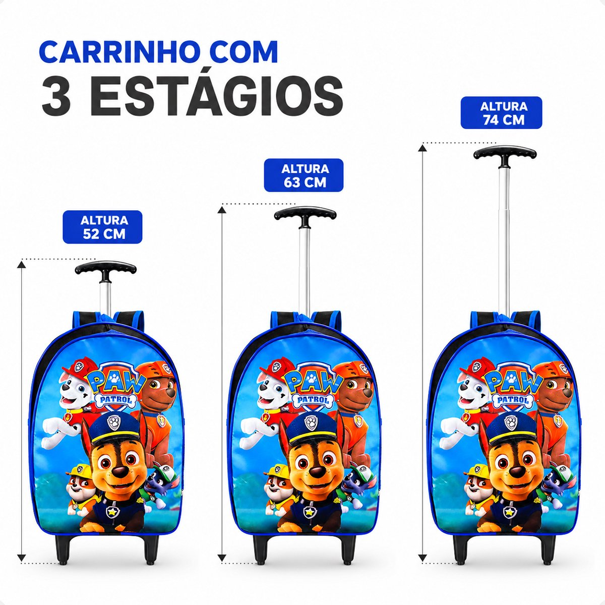 Kit Mochila De Rodinha Patrulha Canina Infantil Menino 3 Peças - Imagem 6